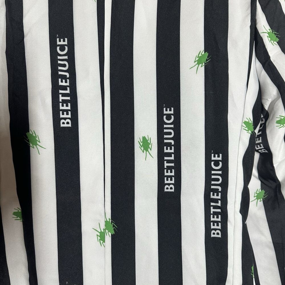 NEW Offstream Mens Beetlejuice Suit Black White Stripe Green Spiders Sz S 34-36 - Picture 8 of 12